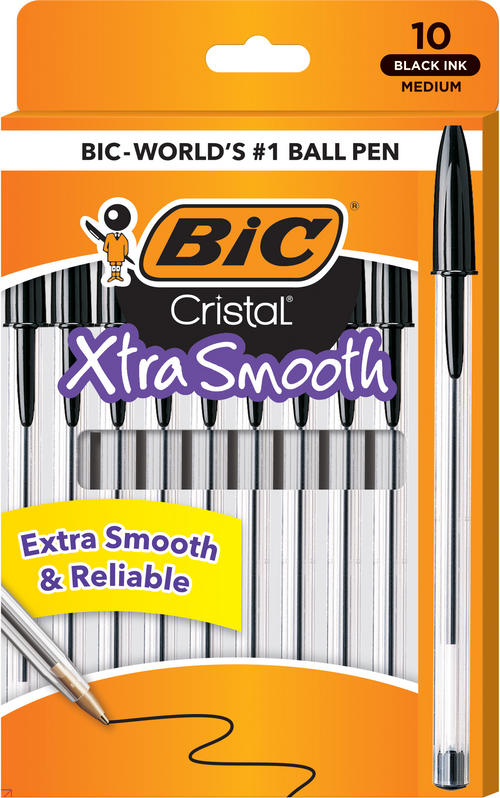 PEN 10PK MED BLACK VP CRISTAL